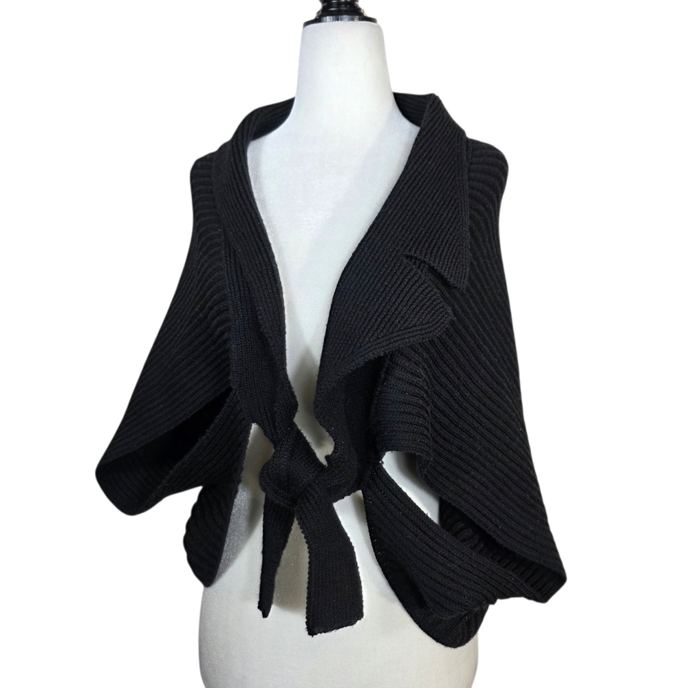 Sarah Pacini wool Knit  tie waist Cardigan/Poncho